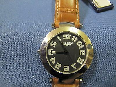 orologio in acciaio cinturino pelle quarzo nuovo