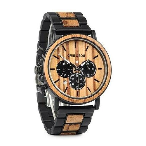 orologio in legno cronografo quarzo militare uomo