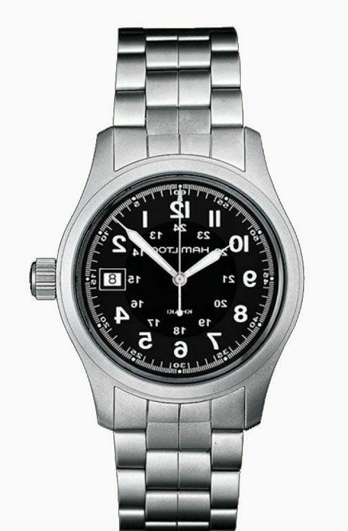 orologio khaki field quartz quadrante nero h68411133