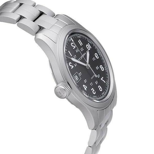 orologio khaki uomo quadrante nero bracciale acciao