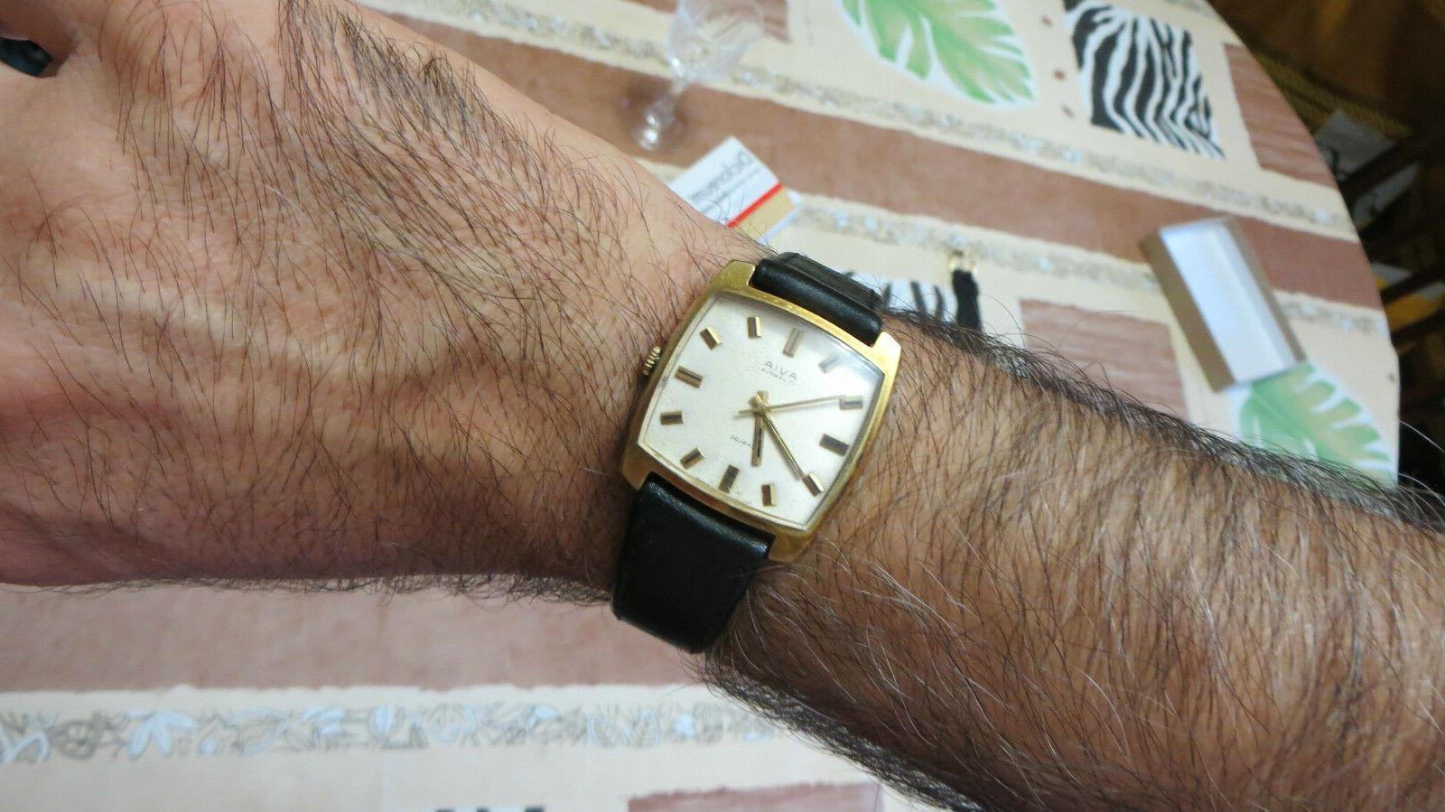 orologio meccanico manuale placcato oro cinturino pelle