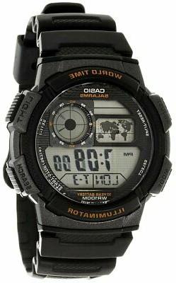 O Originale Casio Ae1000w-1a Luce 100 Metri Nero Ora Mondial