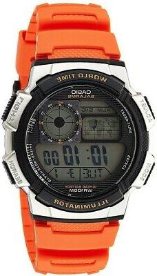 O Originale Casio Ae1000w-4b Luce 100 Metri Arancio Ora Mond