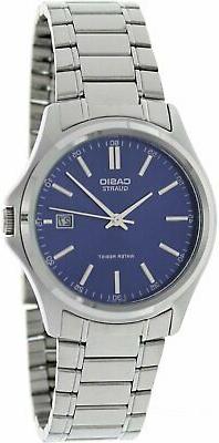 O Originale Casio Mtp-1183a-2a Uomo Acciaio Data Blu Vintage