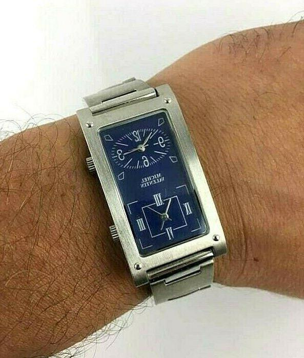 orologio rettangolare dual time quarzo uomo new