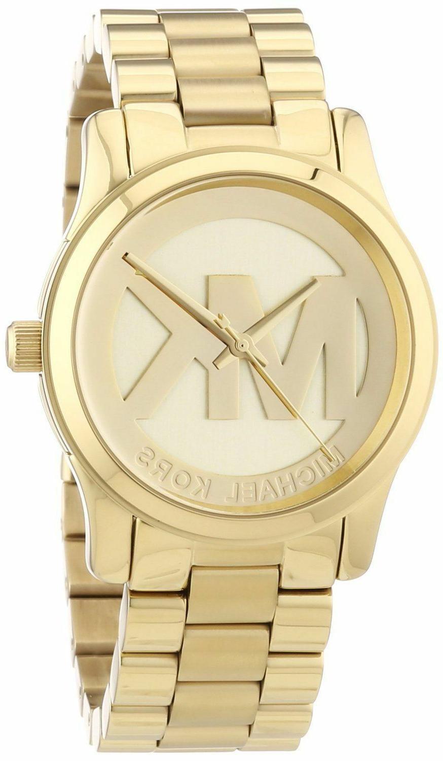 orologio runway mk5786 38mm acciaio gold e