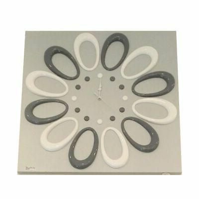 orologio su tela grigia 60x60cm design shabby