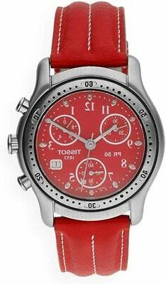 O Tissot T27146662 Uomo Pr-50 Acciaio Cinturino Pelle Rossa