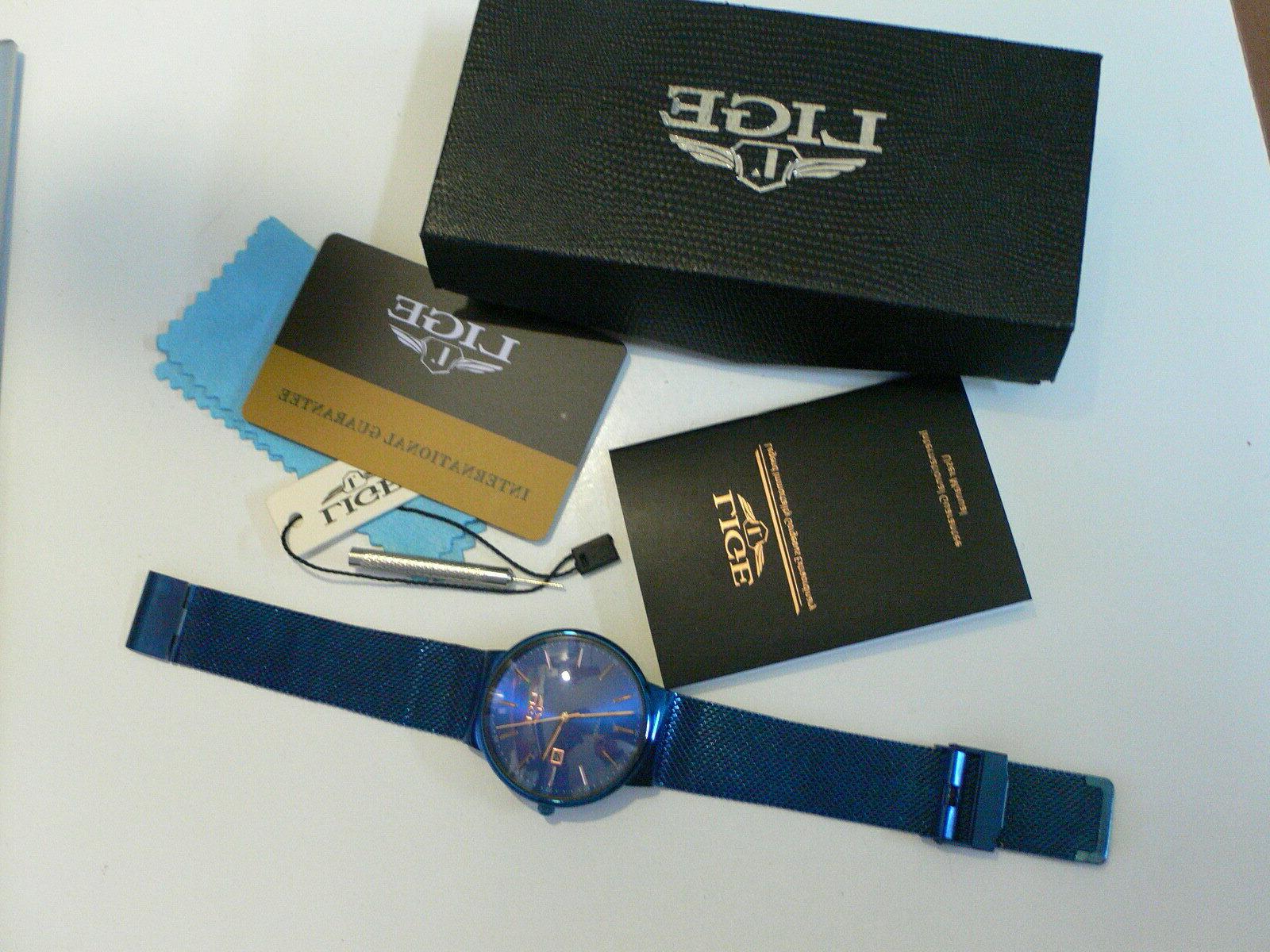 orologio unisex al quarzo blu cinturino maglia