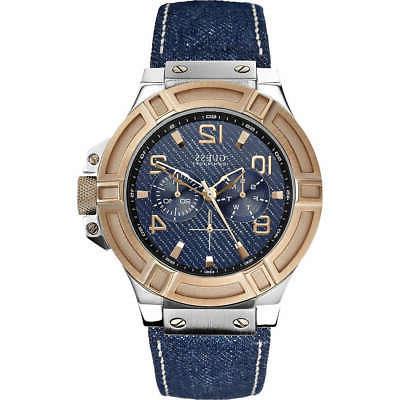 orologio uomo acciaio cronografo cinturino ecopelle jeans