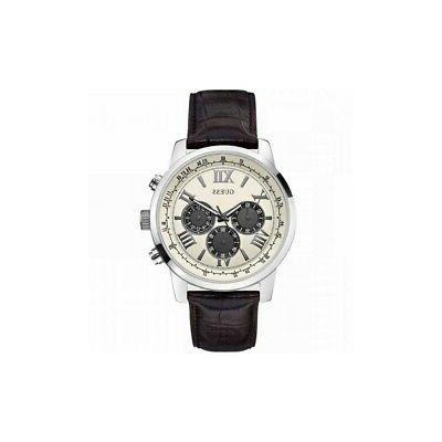 orologio uomo acciaio cronografo cinturino pelle marrone