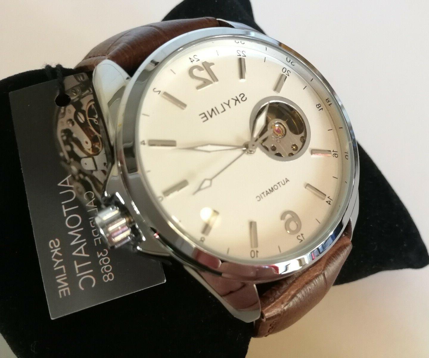 orologio uomo automatico vetro zaffiro elegante skeleton