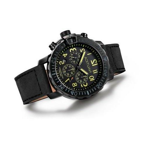 orologio uomo cronografo nero brunito giallo diver
