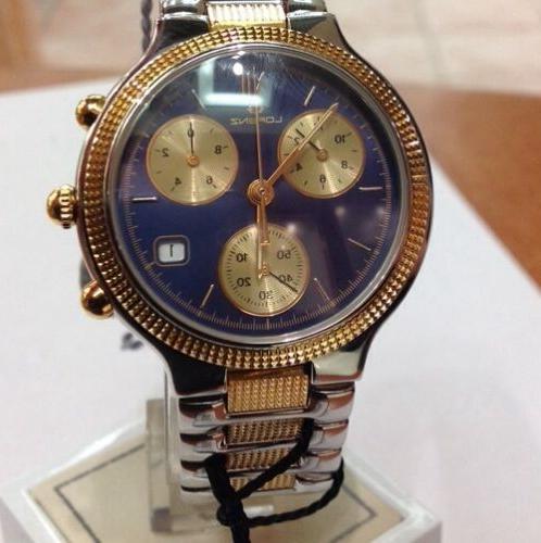 orologio uomo cronografo quadrante blu in acciao