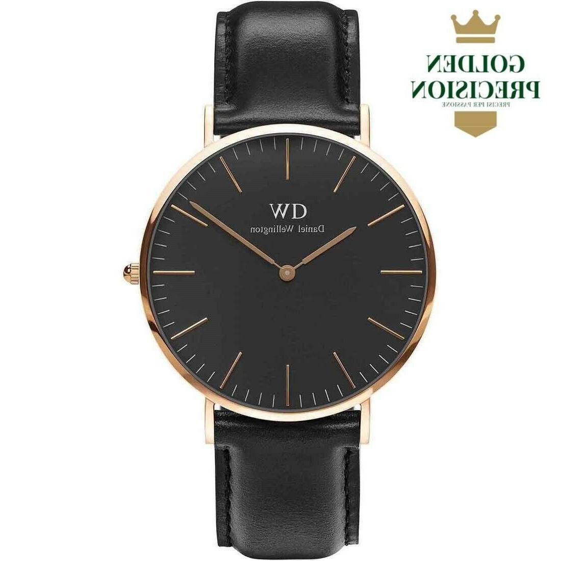 orologio uomo dw00100127 40mm pelle nero goldrose