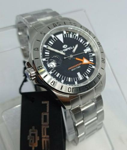 orologio uomo gmt professional nero fuso orario