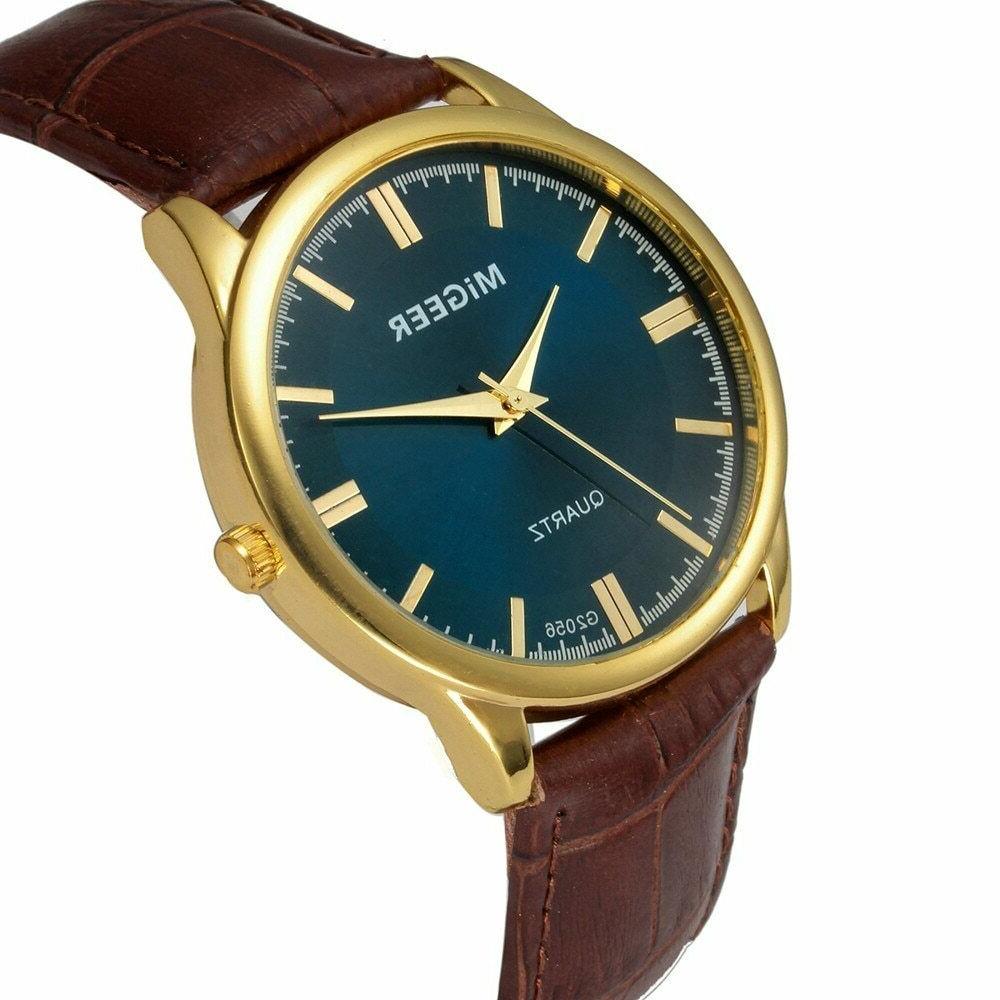 orologio uomo migeer dorato cinturino ecopelle coccodrillo