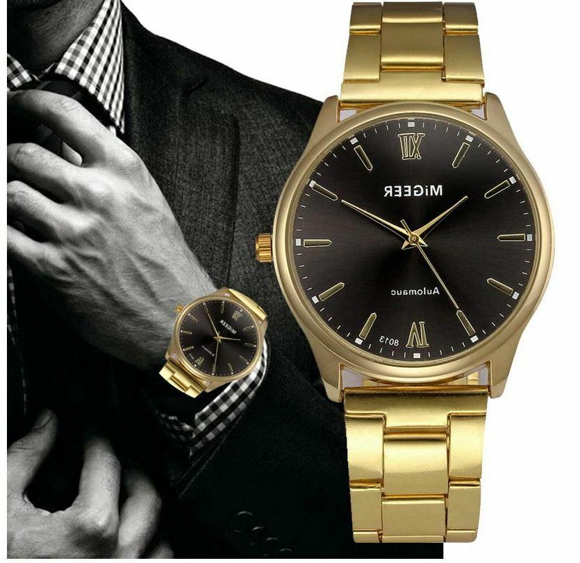 orologio uomo molto elegante migeer dorato acciaio