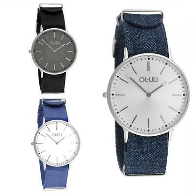 orologio uomo navy tessuto canvas jeans nero