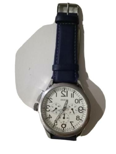 orologio uomo pelle blu bianco elegance