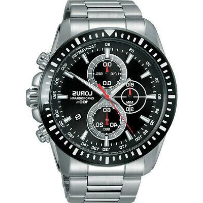 orologio uomo sports cronografo bracciale acciaio nero