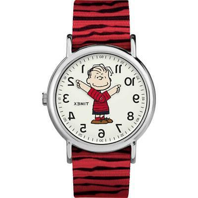 orologio weekender peanuts tw2r41200 tessuto rosso bianco