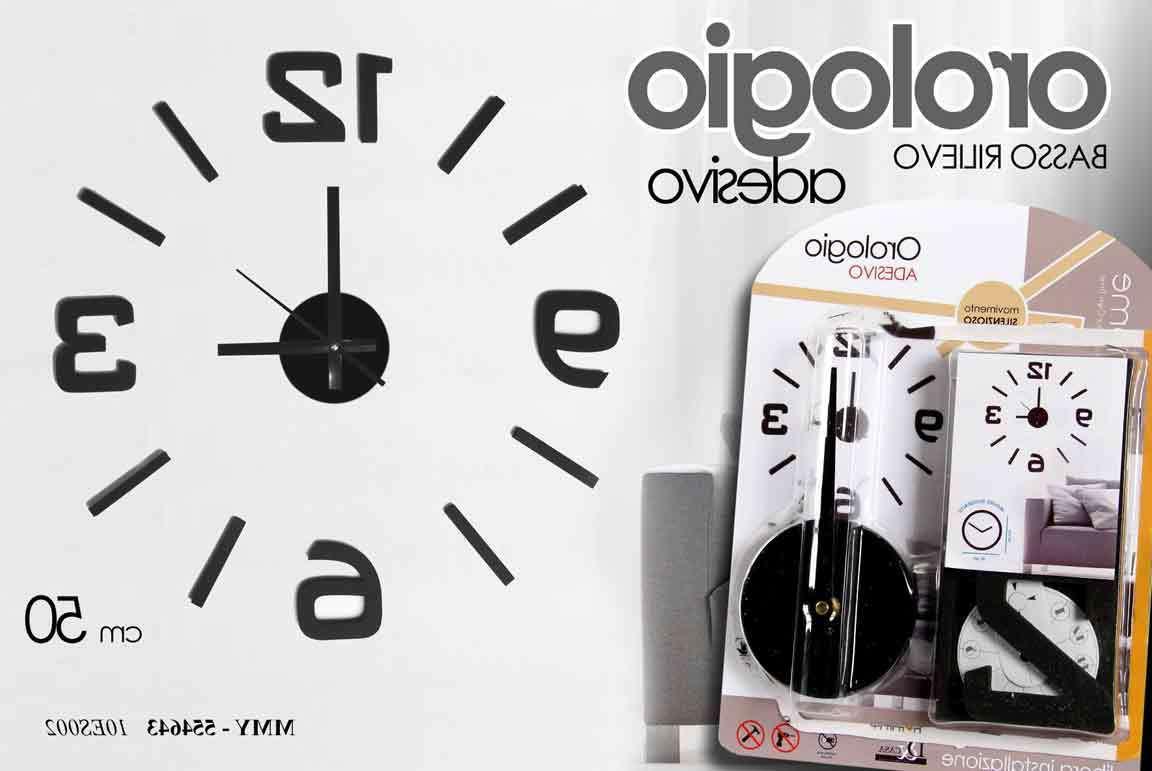 oroloio da parete adesivo 50 cm nero