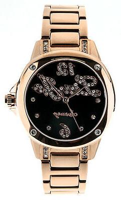 O Donna Acciaio Oro Rosa Tlj640 Nero Con Strass
