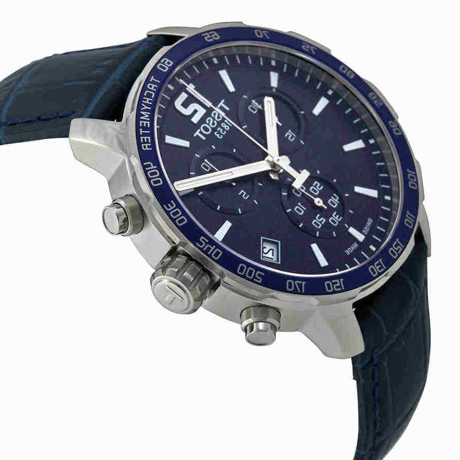 quickster crono uomo pelle blu 42mm t0954171604700