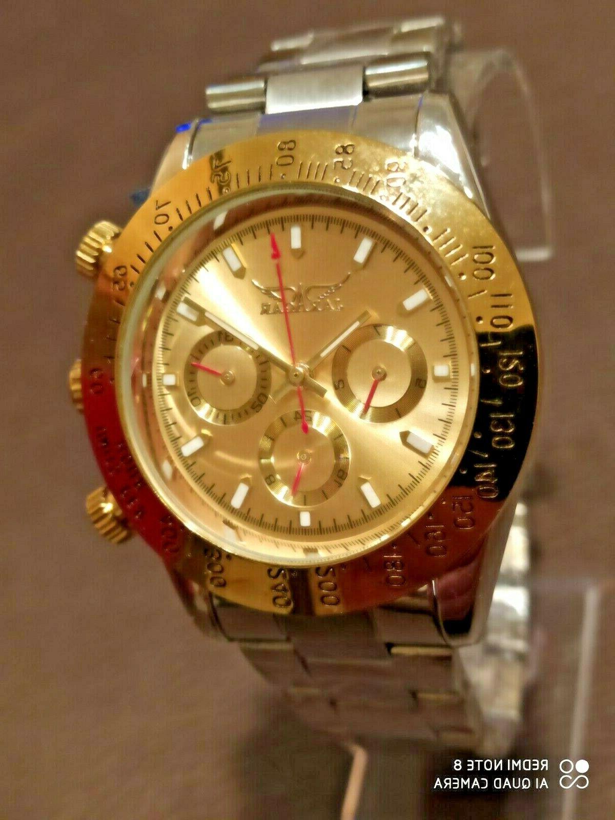 regalo orologio automatico stile rolex chrono acciaio