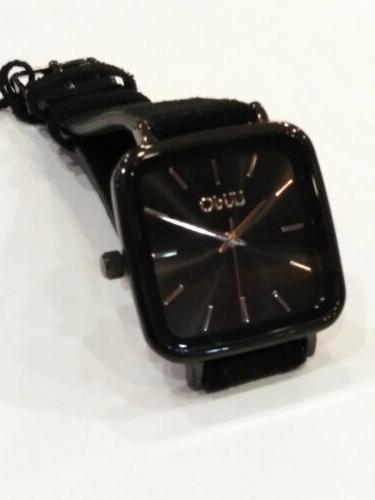 retro orologio unisex in pelle nero 35mm