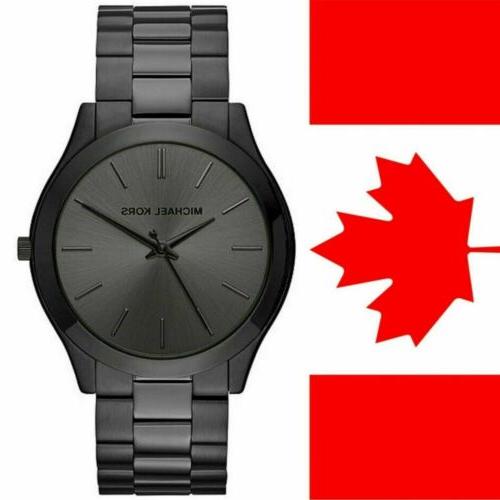 sottile runway quadrante nero acciaio inox bracciale