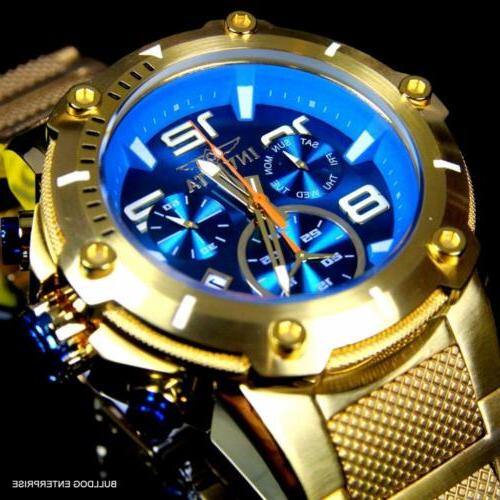 speedway xl teal blue gold plated chronograph