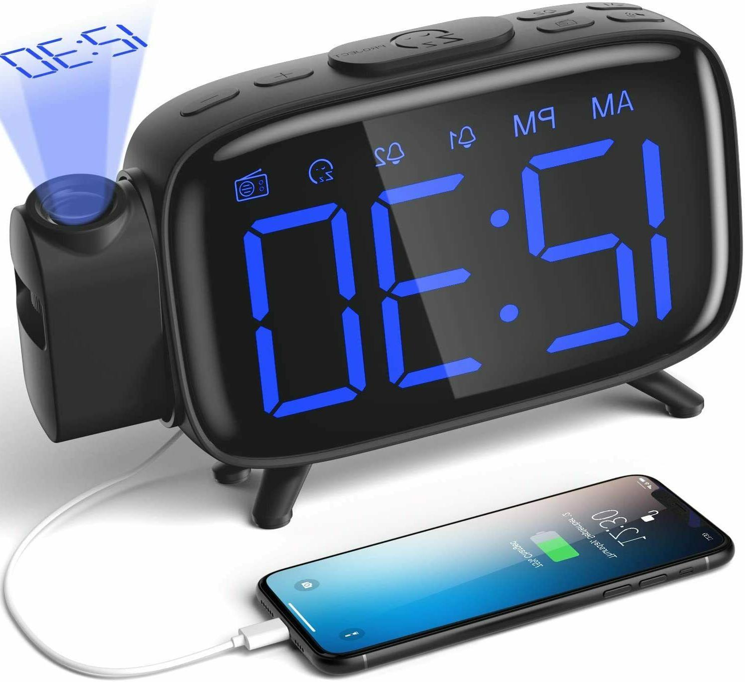 sveglia proiezione soffitto radio faretto ricarica smartphon