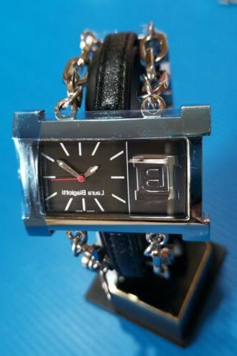 swiss watch charm rettangolare acciaio e pelle