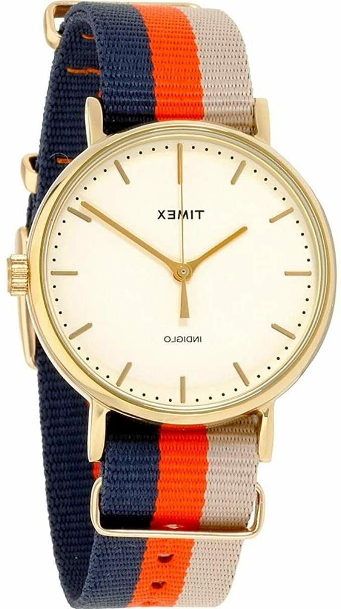 timex weekender fairfield gold dorato tessuto indiglo