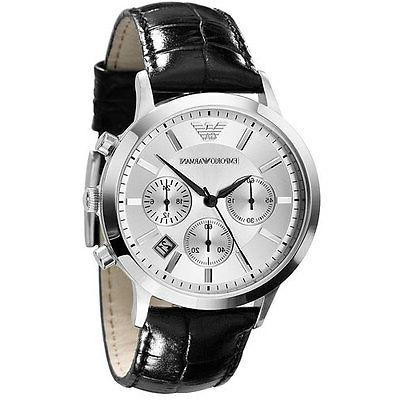 unisex ar2436 nero pelle quarzo orologio con