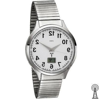 uomo orologio da polso radio acciaio inox