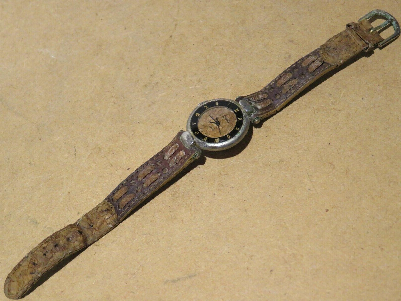 vecchio orologio da polso quartz sughero stainless