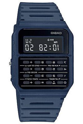 vintage edgy orologio digitale con calcolatrice blu