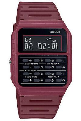 vintage edgy orologio digitale con calcolatrice rosso