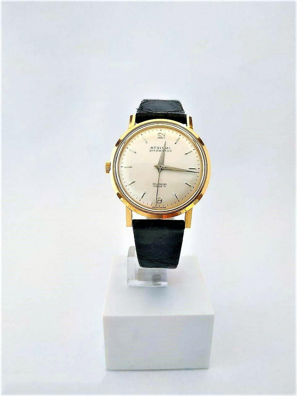 vintage watch 34 mm steel case crocodile