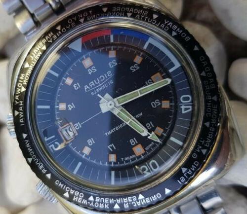 world time gmt cinturino originale vintage