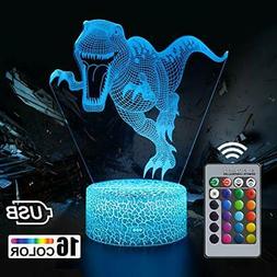 Lampada da Notte a LED Dinosauri per Bambini, 16 Colori Smar