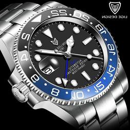 Lige Design Gmt Watch Man Automatic Watch Ceramic Bezel Wate