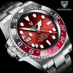 Lige Design Man Gmt Automatic Mechanical Watch Ceramic Bezel