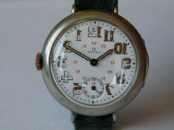 OMEGA-MILITARE DA TRINCEA-1914-ANSE FISSE-35,7 MM-CASSA A CE