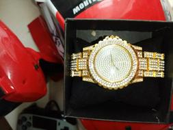 O Michael Kors Parker  In Acciaio Dorato Nuovo Con Diamanti