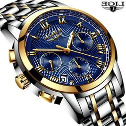New Watches Men Luxury Brand LIGE Chronograph Waterproof Ful