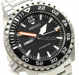 Nuovo Citizen Automatico Sport Uomo Tempo Nero Acciaio NH838